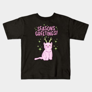Seasons Greetings Cat Kids T-Shirt